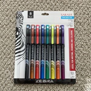 Zebra Sarasa Fineliner Pen 0.8 mm Needle Point 8 Pack Multicolor Luxury Set NIB